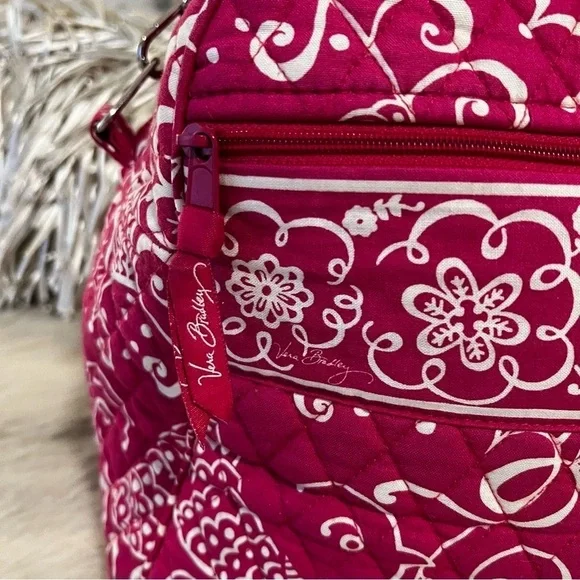 VERA BRADLEY Twirly Birds Pink Weekender Bag Travel Carryon White Quilted 2010 - Picture 7 of 14